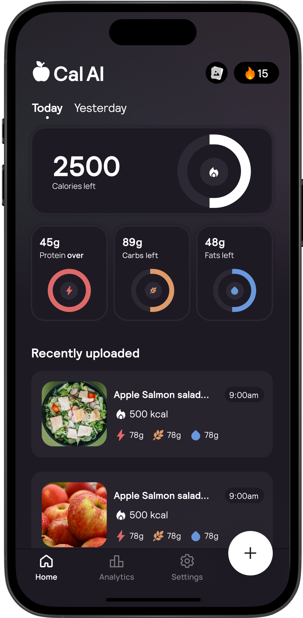 Cal AI Dark Mode Preview